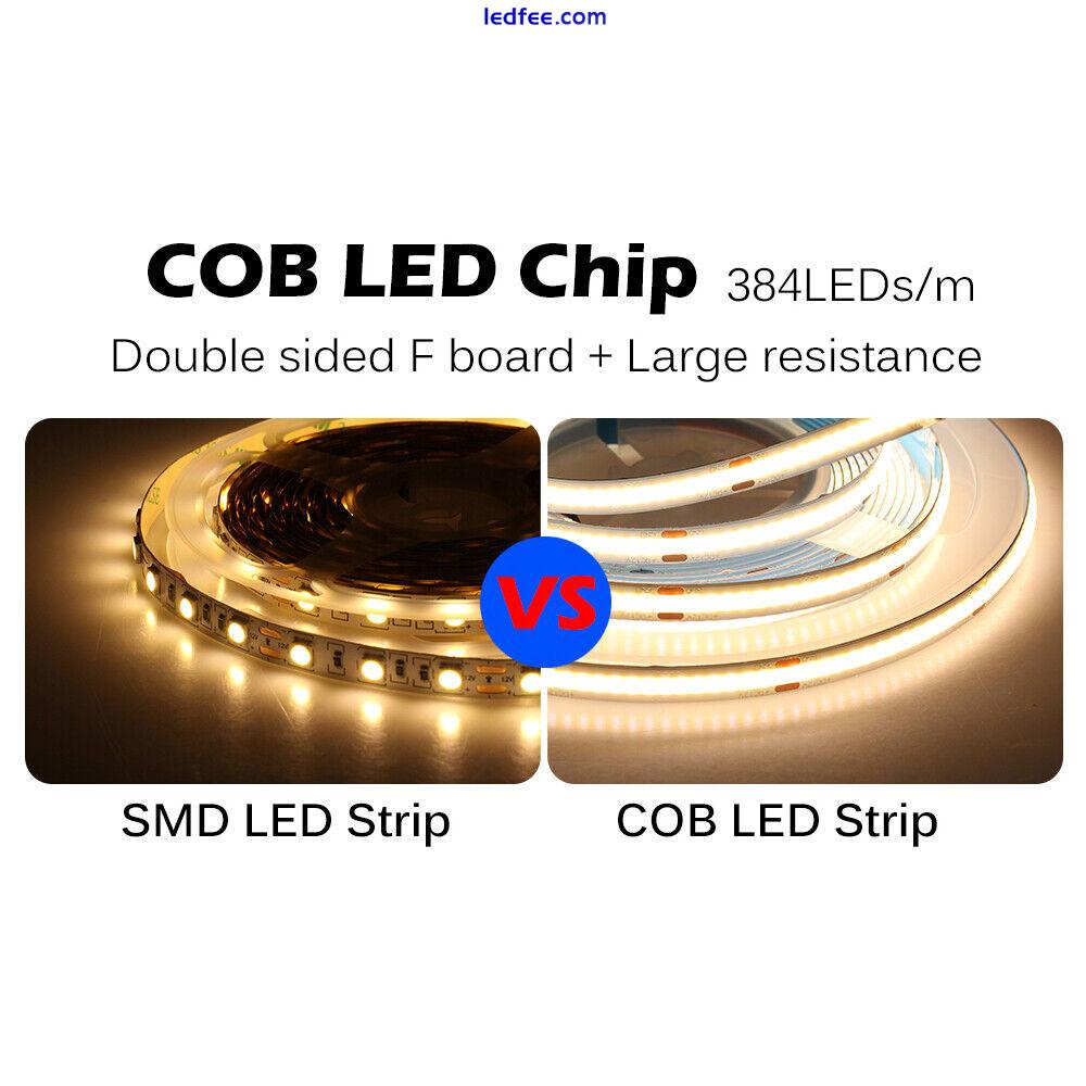 COB LED Dimmable Strip Light 8mm 480led/m High Density DC 12V 24V Flexible lamp 1 