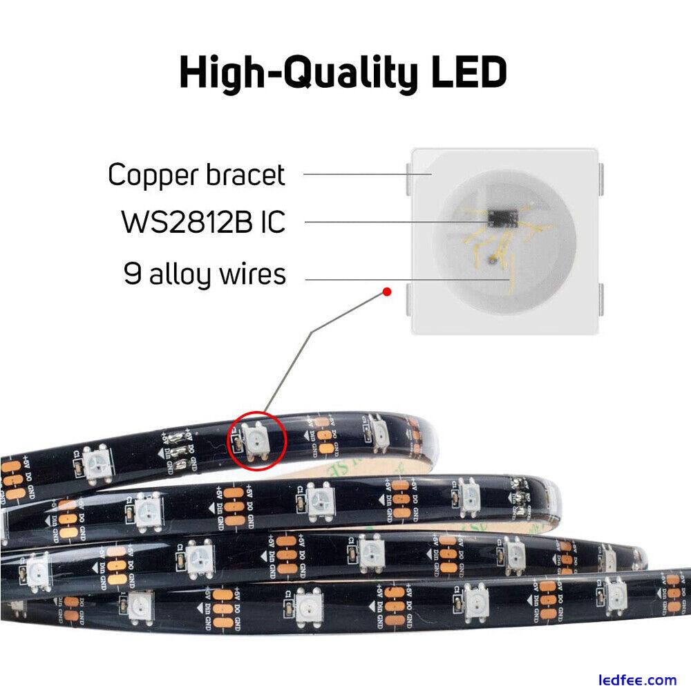 WS2812B ARGB LED Strip Light 5050 1-5M 30/60/144LEDs/M TV RGB 5V Neonpixel Light 4 