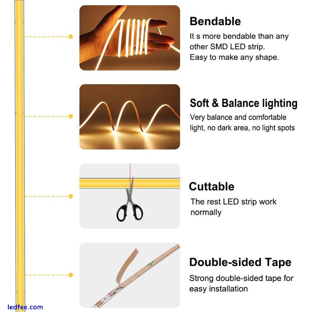 3mm COB LED Strip Light High Density 480led/m Flexible Linear Dimmable TAPE LAMP 1 