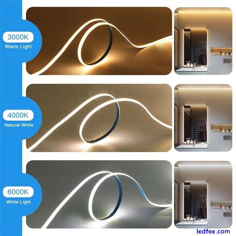 Seamless 12V COB LED Strip High Density Light Flexible Tape Rope Cabinet Kitchen 1 