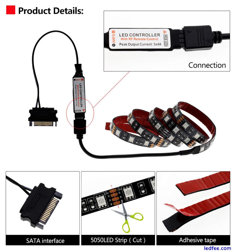 RGB LED Strip Light PC Sata Case RF Remote for PC Case Gamer DIY Aura Sync 12V 1 