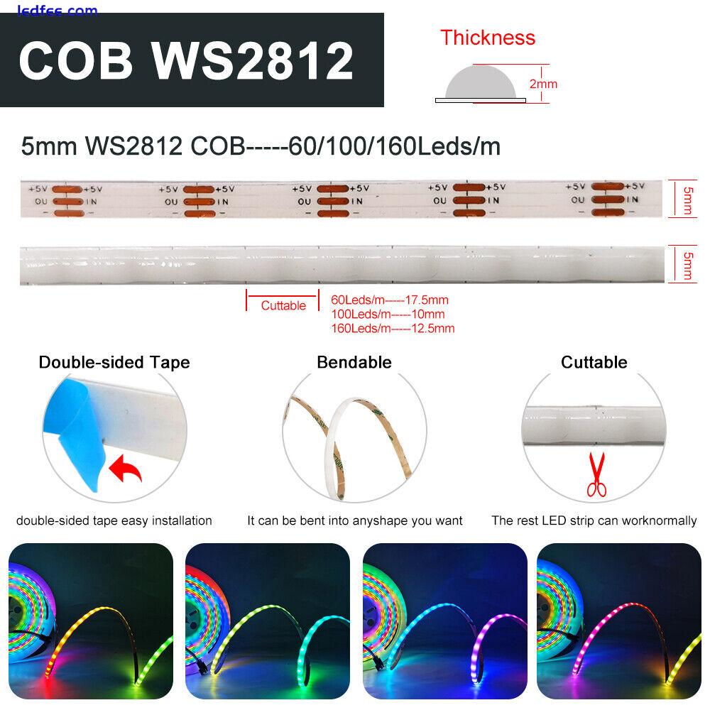 5mm Narrow PCB 5V WS2812B COB RGB IC LED Pixel Strip Light Tape Rope Addressable 2 