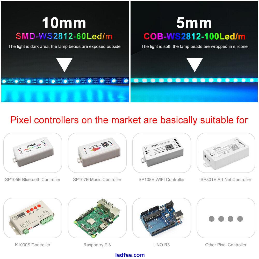 5mm Narrow PCB 5V WS2812B COB RGB IC LED Pixel Strip Light Tape Rope Addressable 4 