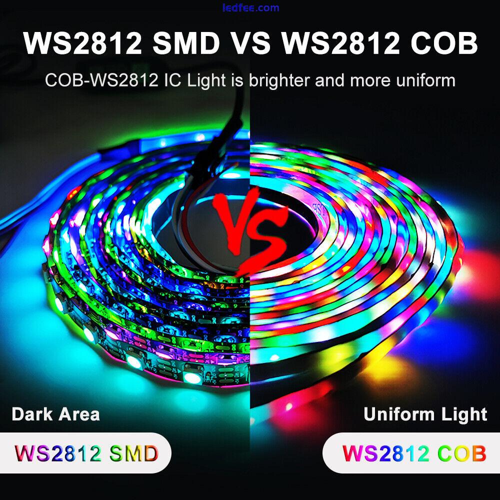 5mm Narrow PCB 5V WS2812B COB RGB IC LED Pixel Strip Light Tape Rope Addressable 3 