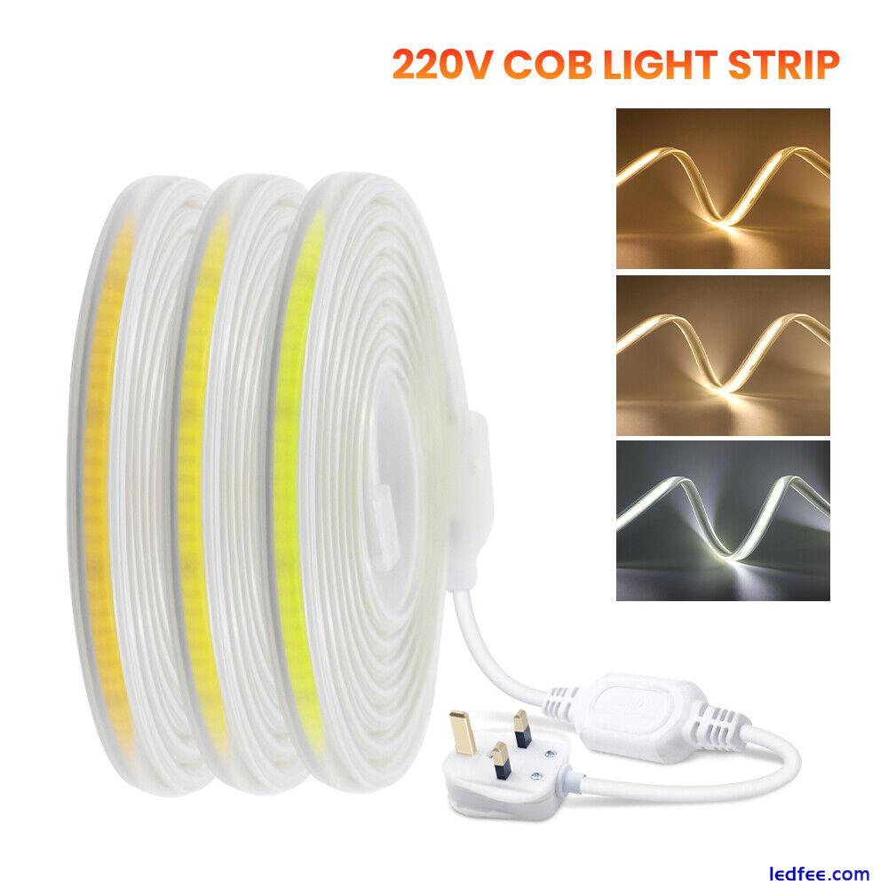 220V 230V COB LED Strip Lights High Density Flexible 3000K 4000K 6000K Tape Rope 0 