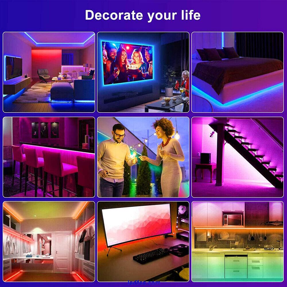 LED Strip Lights 5050 RGB Colour Changing Tape Bluetooth APP Room Decor UK Plug 0 