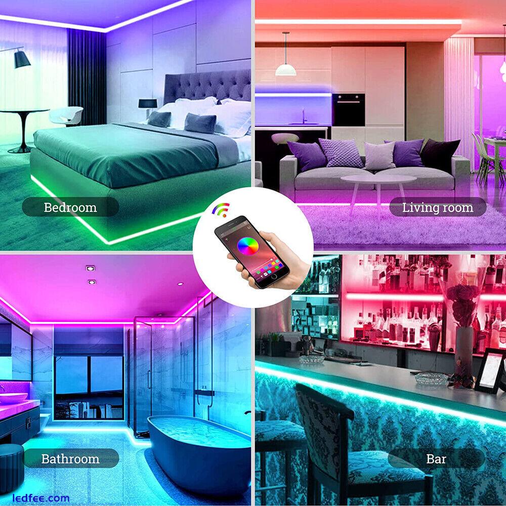 LED Strip Lights 5050 RGB Colour Changing Tape Bluetooth APP Room Decor UK Plug 5 