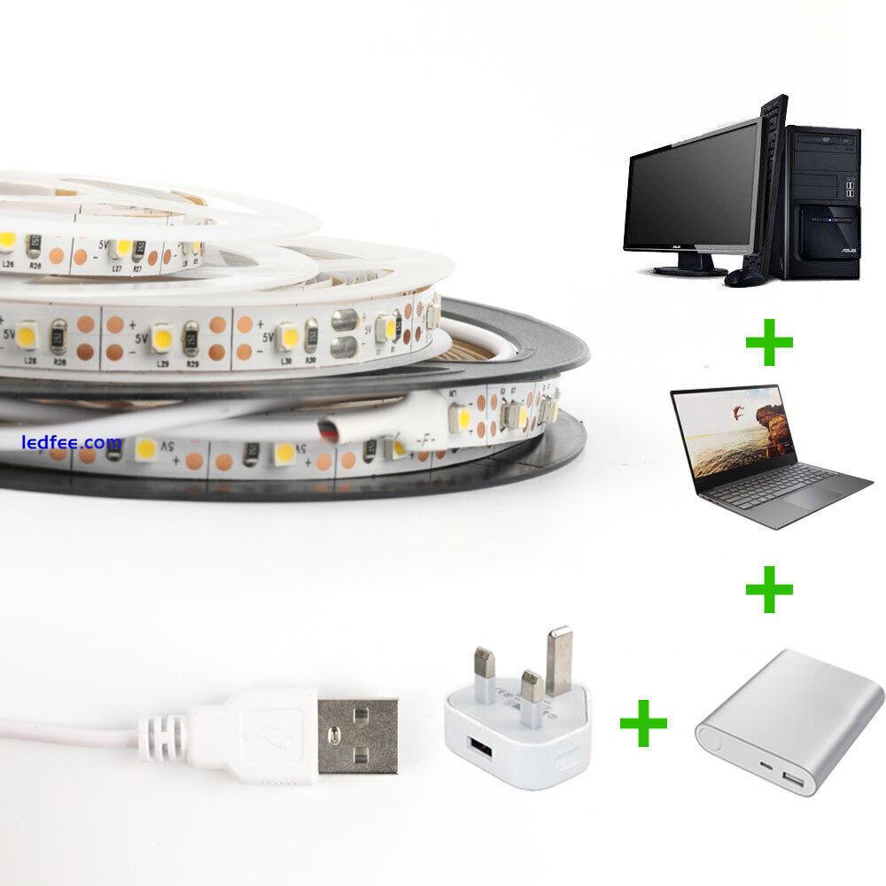 1-5M USB LED Strip Lights 5050 SMD Tape Cabinet Kitchen TV Lighting Warm/White 0 