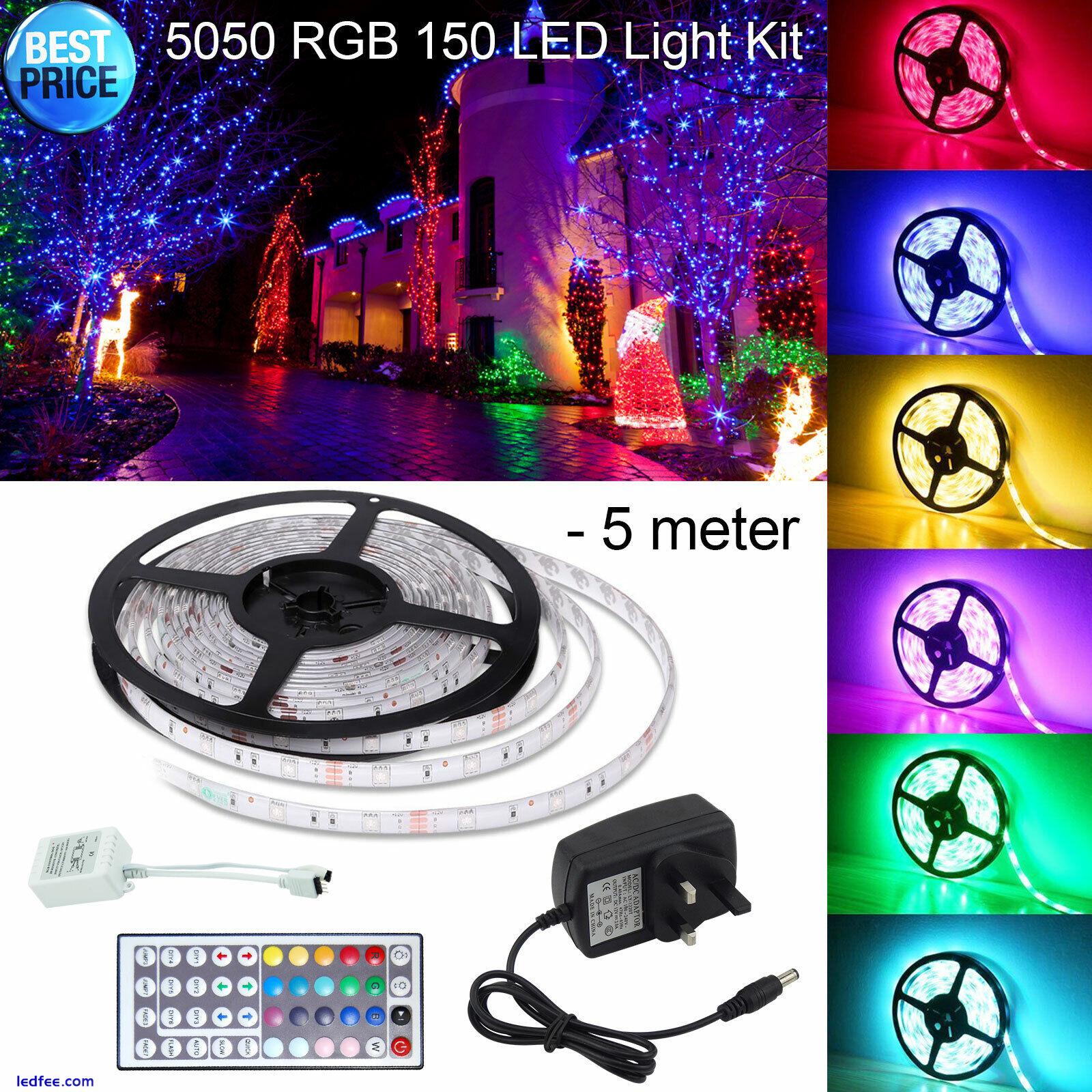 LED Strip 220V 5050 SMD Waterproof Tape Lights Rope Color With UK Plug Kit 2 