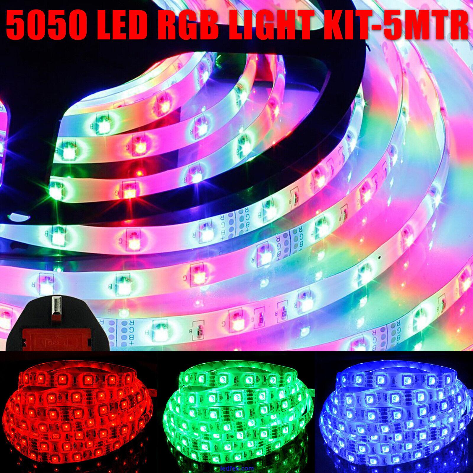 LED Strip 220V 5050 SMD Waterproof Tape Lights Rope Color With UK Plug Kit 5 