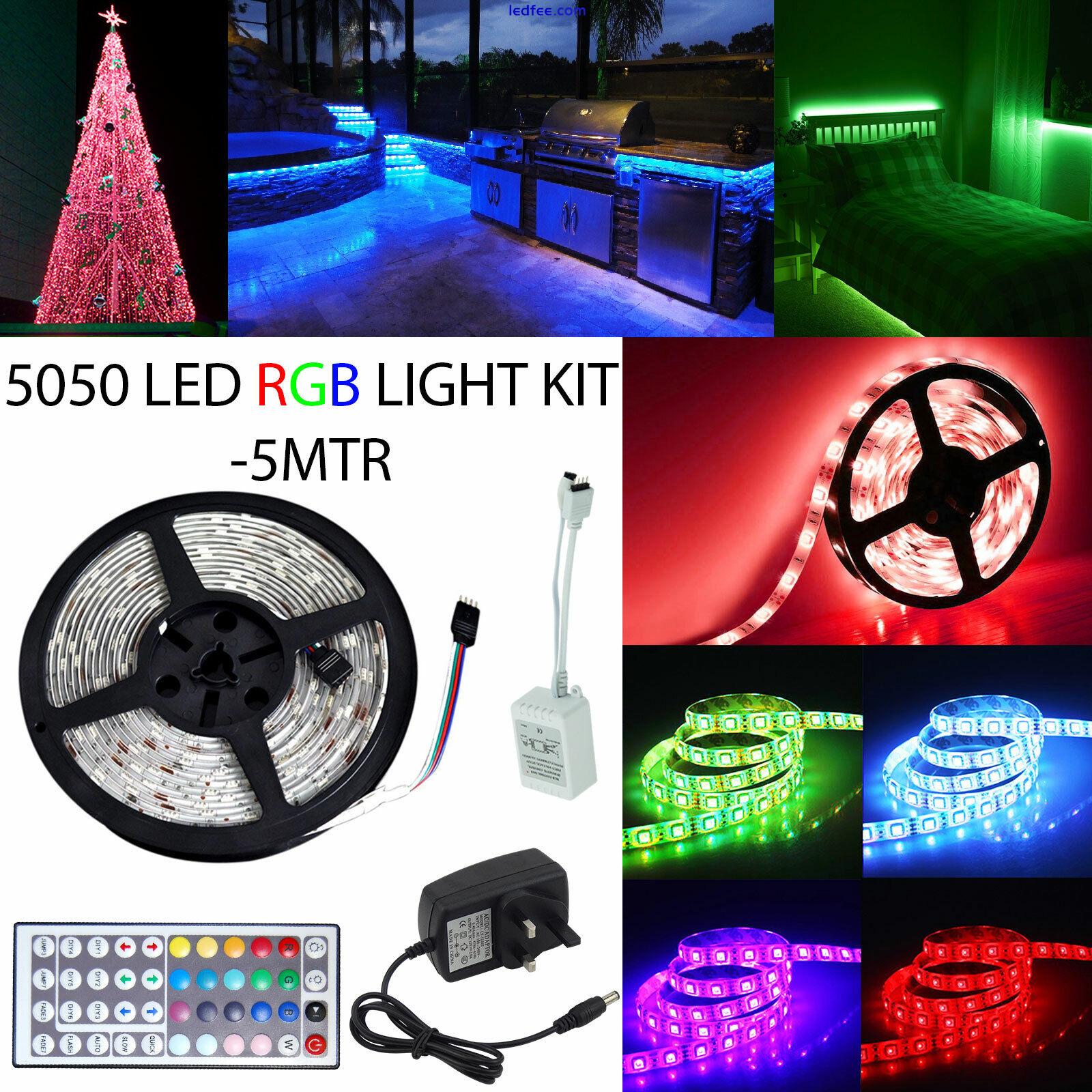 LED Strip 220V 5050 SMD Waterproof Tape Lights Rope Color With UK Plug Kit 4 