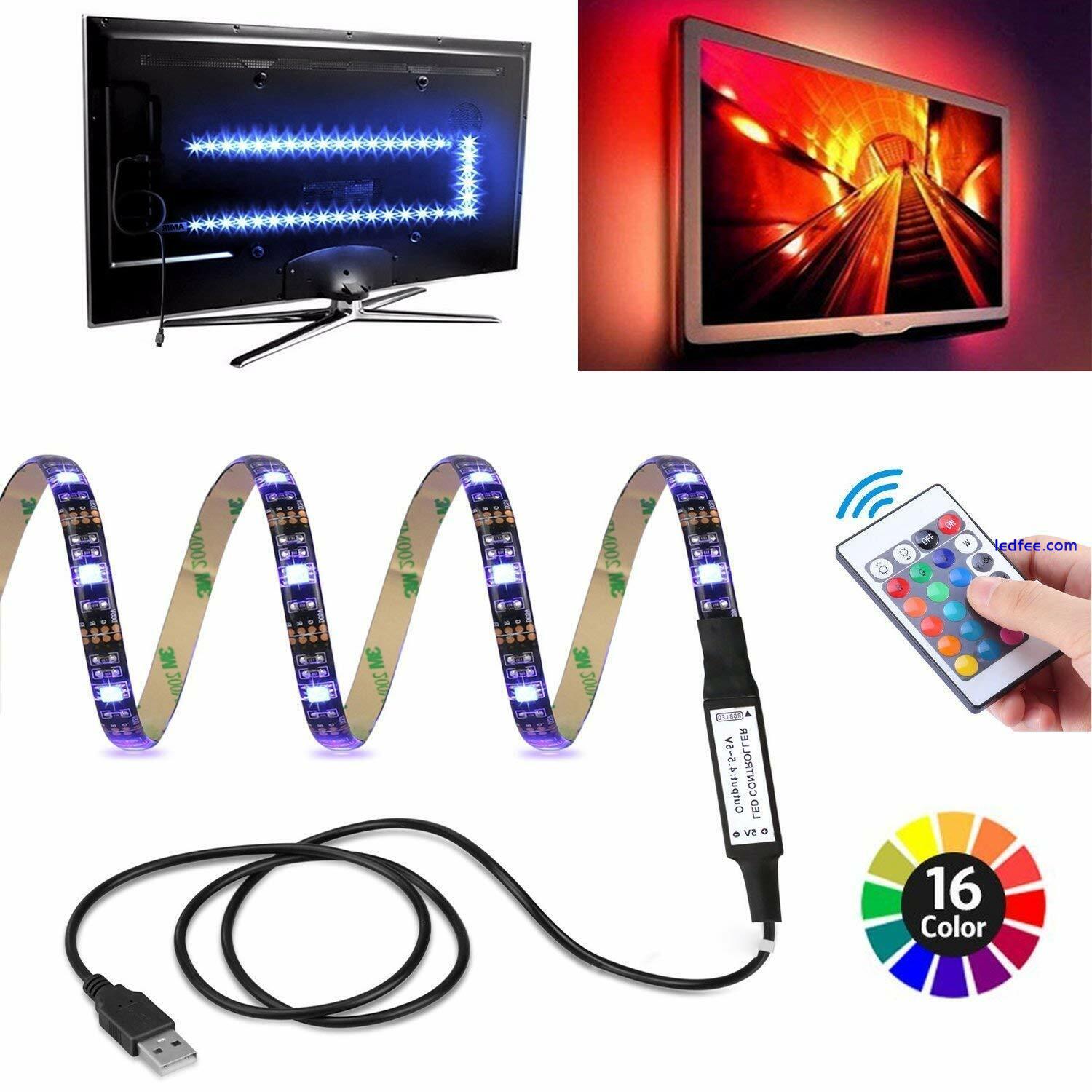 USB LED RGB Strip Light 5050 60SMD Colour Changing Controller 1-5M TV Clearance  0 