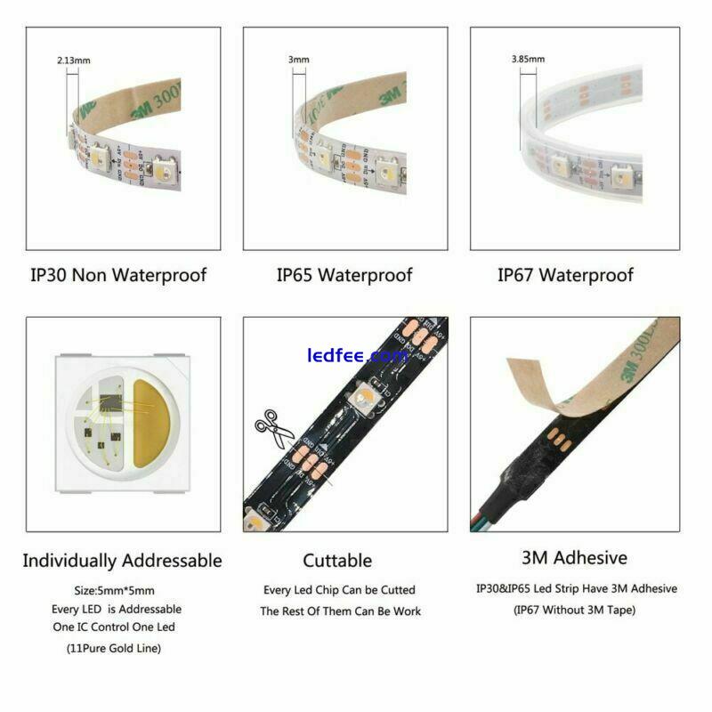 SK6812 RGBW 4 In 1 30/60/144 Leds Individual Addressable Led Strip Light DC 5V 3 