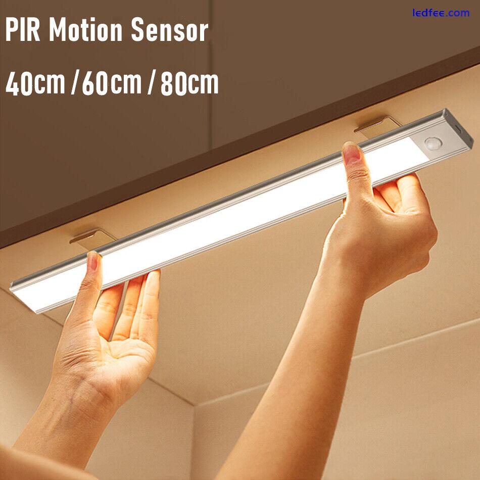 LED PIR Motion Sensor Strip Light USB Rechargeable Magnetic Cabinet Closet Lamp 0 