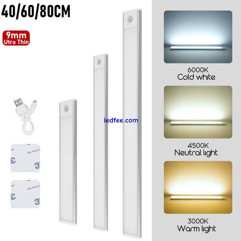 LED PIR Motion Sensor Strip Light USB Rechargeable Magnetic Cabinet Closet Lamp 1 