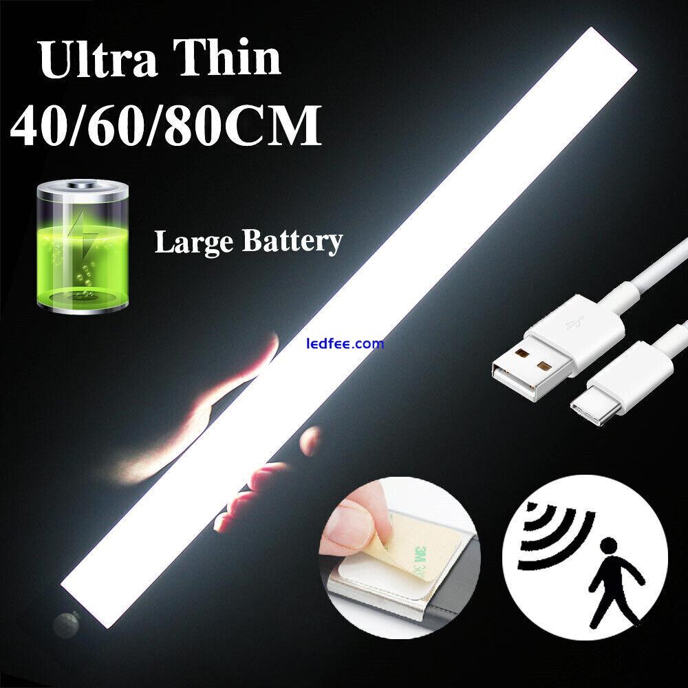 LED PIR Motion Sensor Strip Light USB Rechargeable Magnetic Cabinet Closet Lamp 4 
