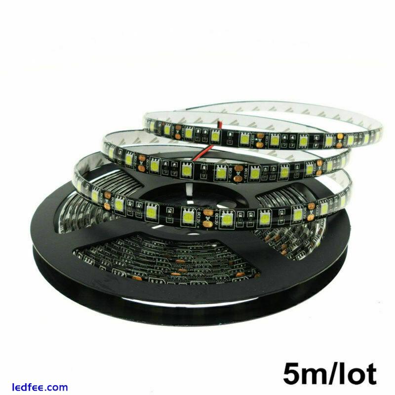 1-5m Waterproof Car Light Flexible strip Light Black PCB 5050 SMD Lamp tape 12V 0 