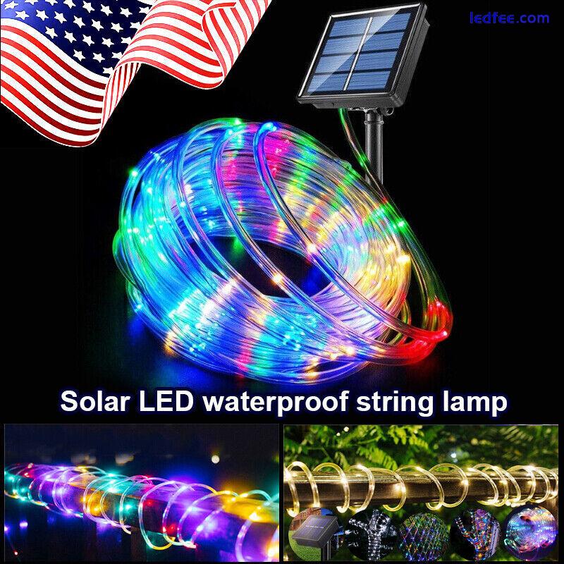 33FT Solar Rope Waterproof Tube Lights LED String Strip Outdoor Garden Pathway 0 