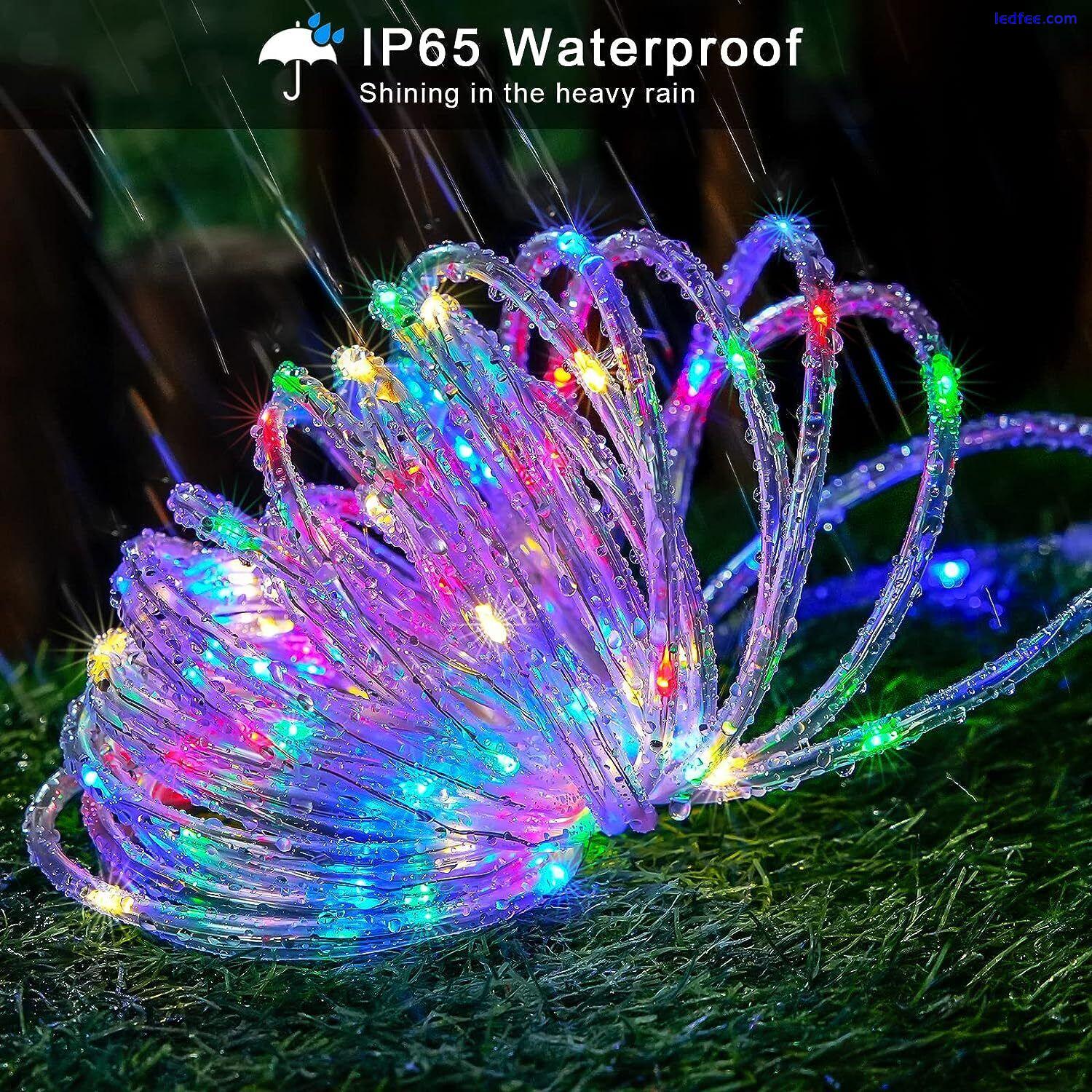 Solar LED String Strip Lights Outdoor Rope Tube Fairy Garden Landscape Lighting 4 