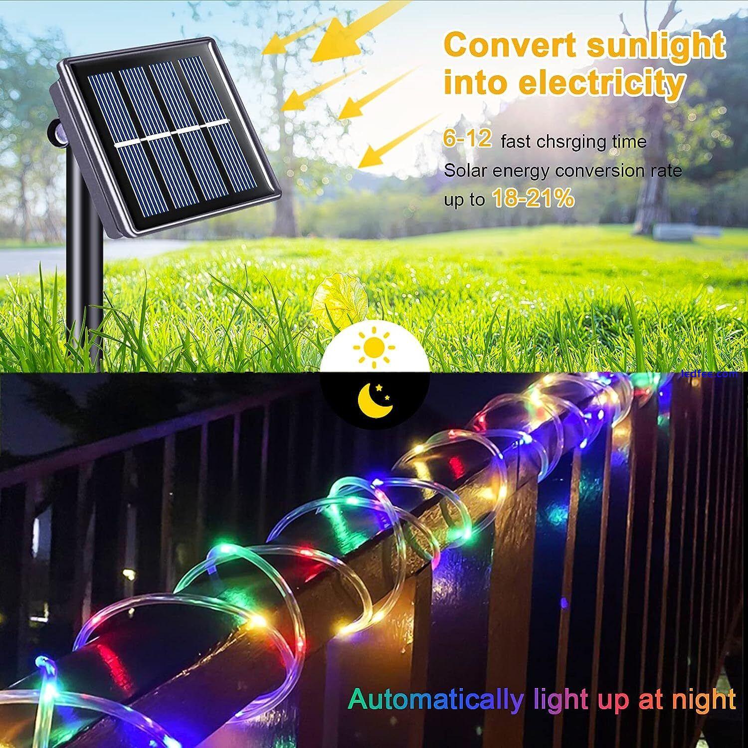 Solar LED String Strip Lights Outdoor Rope Tube Fairy Garden Landscape Lighting 5 