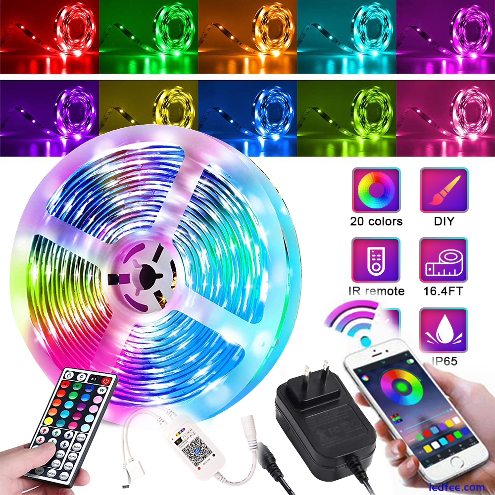 Bluetooth 49.2 FT 5050 RGB Waterproof LED Strip Light light SMD 44 Key Remote 0 