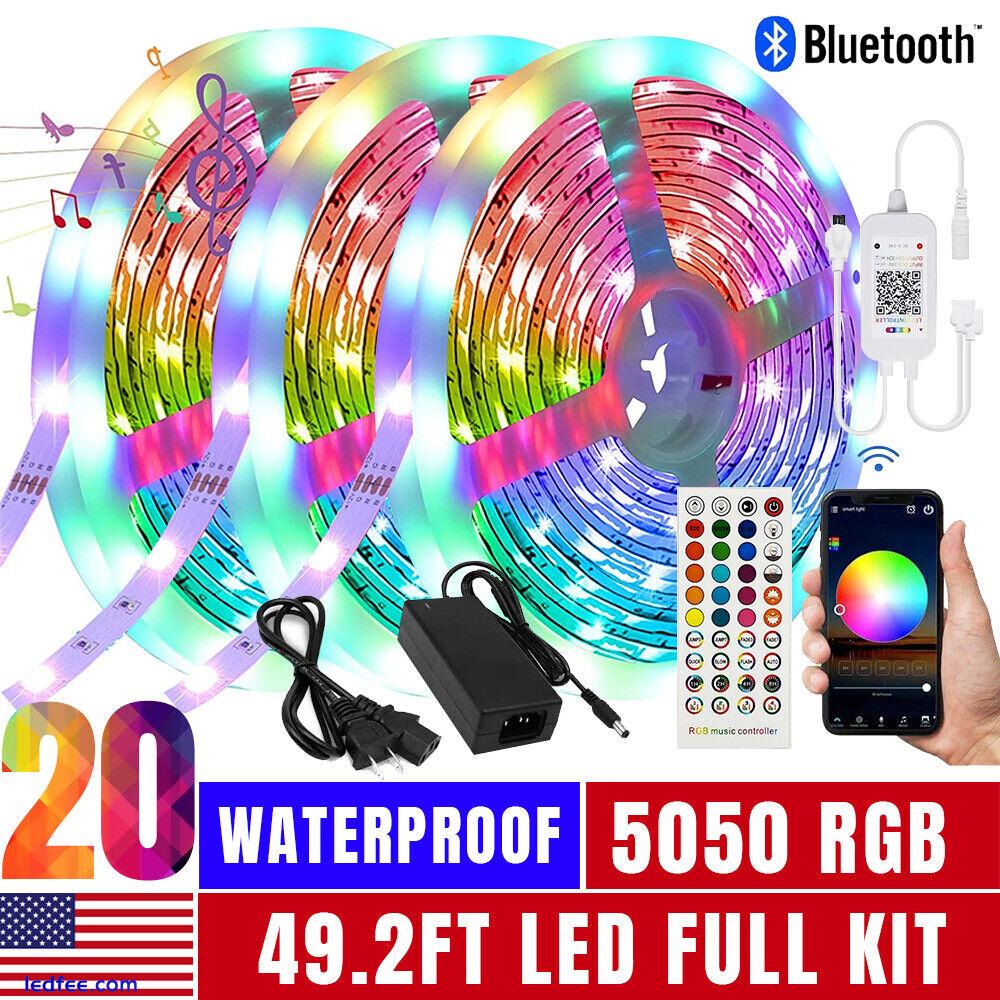 Bluetooth 49.2 FT 5050 RGB Waterproof LED Strip Light light SMD 44 Key Remote 2 