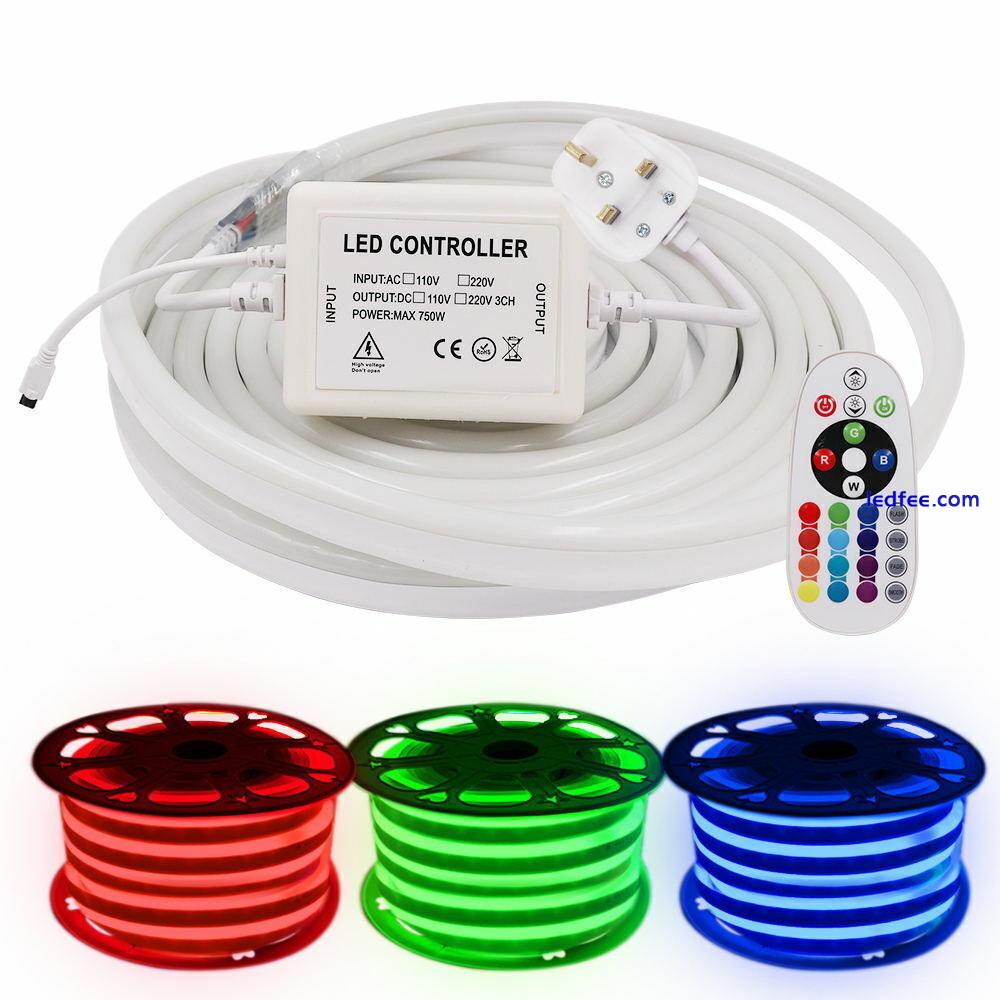 1-20M 220V Flexible LED Neon Rope Strip Light Waterproof Outdoor Lighting RGB UK 2 