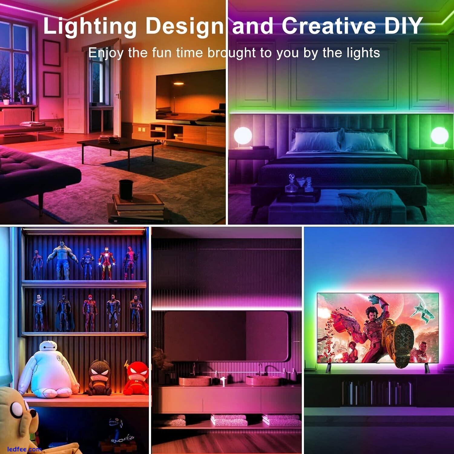 New LED Strip Lights 100ft Music Sync Bluetooth 5050 RGB Room Light with Remote 4 