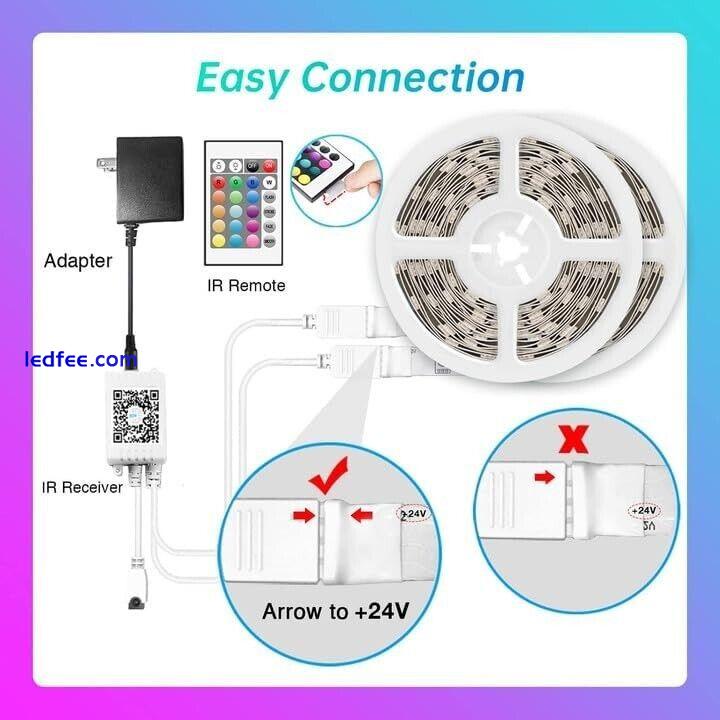 New LED Strip Lights 100ft Music Sync Bluetooth 5050 RGB Room Light with Remote 5 