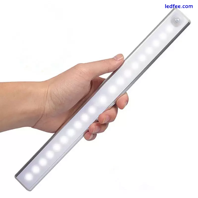 LED PIR Motion Sensor Strip Light USB Rechargeable Magnetic Cabinet Closet Lamp 3 