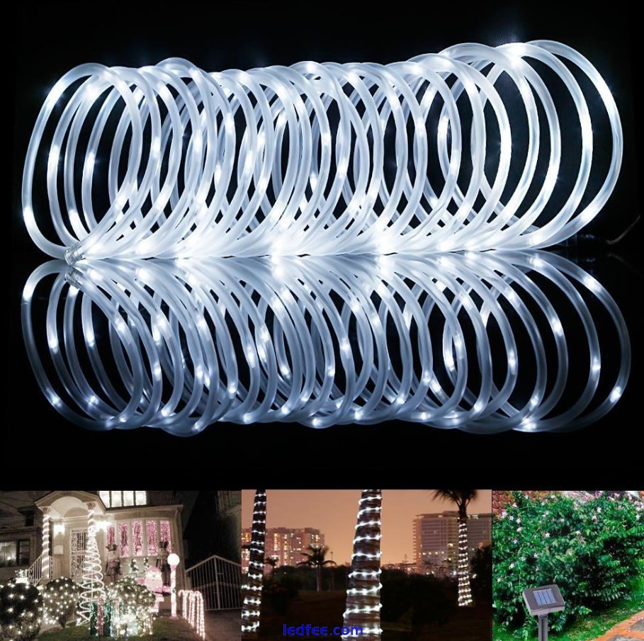 Solar Powered 50/100Led Rope Tube Fairy String Strip Lights Garden Outdoor Yard 5 