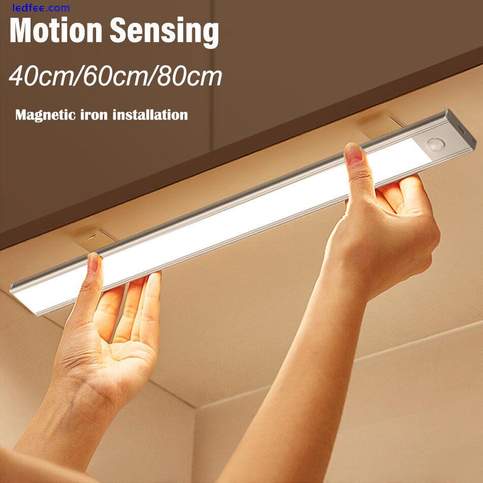 Cordless LED PIR Motion Sensor Lights Strip Cabinet Closet Lamp USB Rechargeable 1 