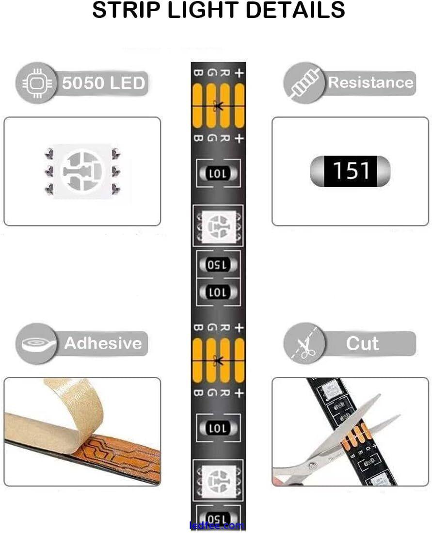 USB LED Strip Lights 5050 RGB Light Colour Changing Tape Cabinet TV 1-5M  0 