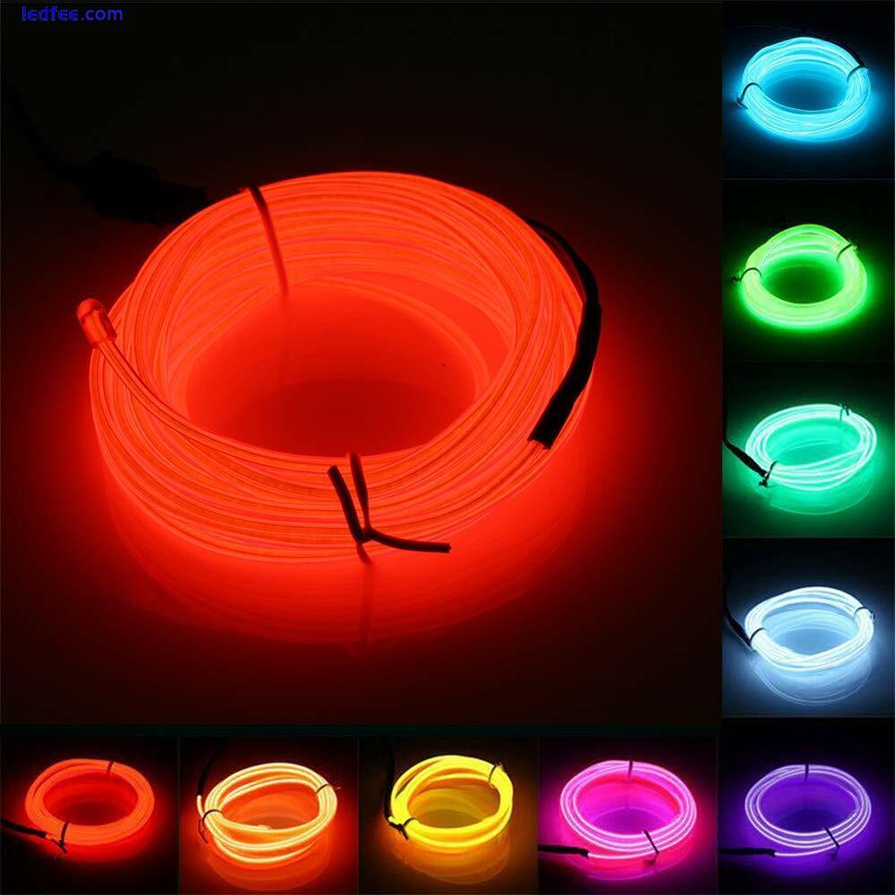 Neon LED Lights Glow EL Wire String Strip Rope Tube Car Interior Battery Powered 2 