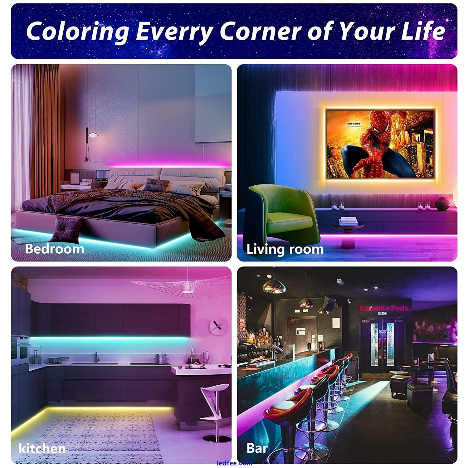 USB LED Strip Lights 1-5M RGB Colour Changing Tape Cabinet Kitchen TV Lighting 1 