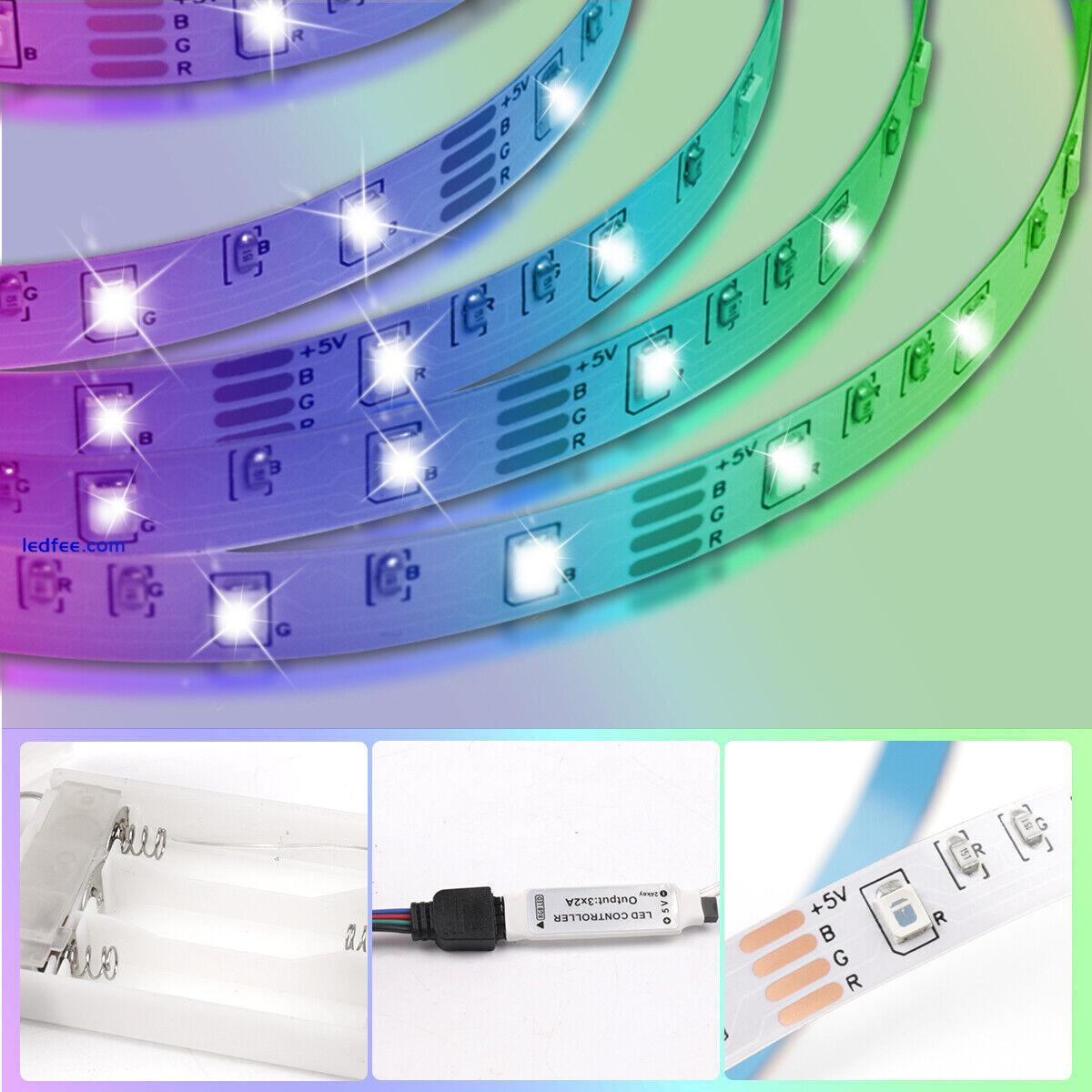 USB LED Strip Lights 1-5M RGB Colour Changing Tape Cabinet Kitchen TV Lighting 2 