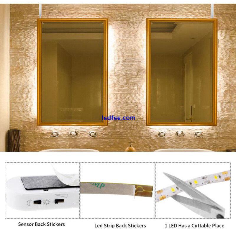 Battery Powered LED Strip Lights Wireless PIR Motion Sensor Under Cabinet Lights 4 