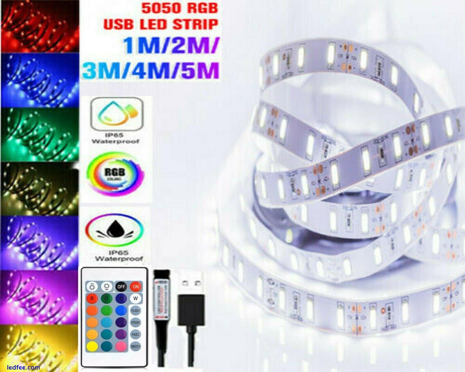 1-5M LED Strip Lights 5050 RGB Colour Changing Tape Cabinet Kitchen TV Lighting 0 