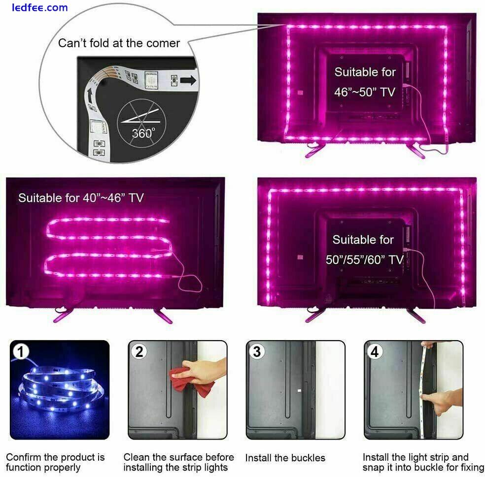 1-5M LED Strip Lights 5050 RGB Colour Changing Tape Cabinet Kitchen TV Lighting 2 