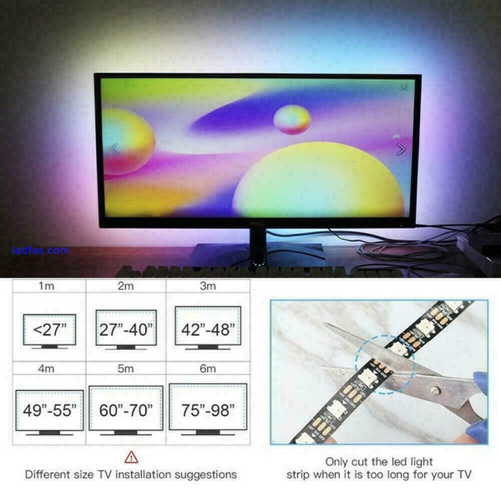 5M SMD 5050 RGB LED Strip Light Waterproof USB IR Remote Controller TV PC Back 3 