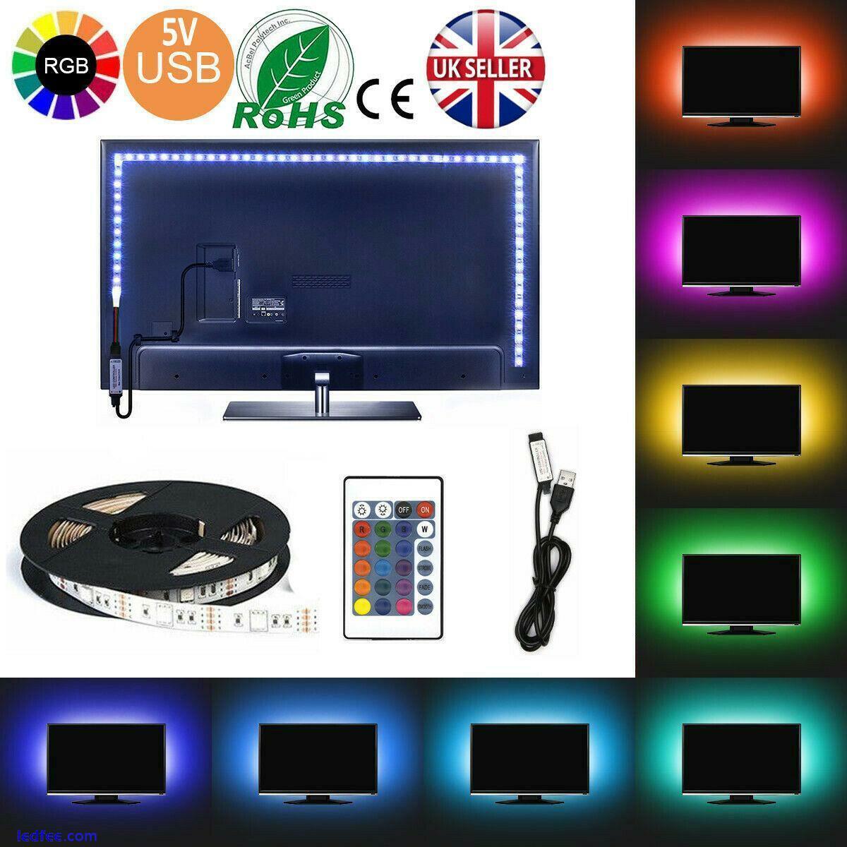 5M SMD 5050 RGB LED Strip Light Waterproof USB IR Remote Controller TV PC Back 0 