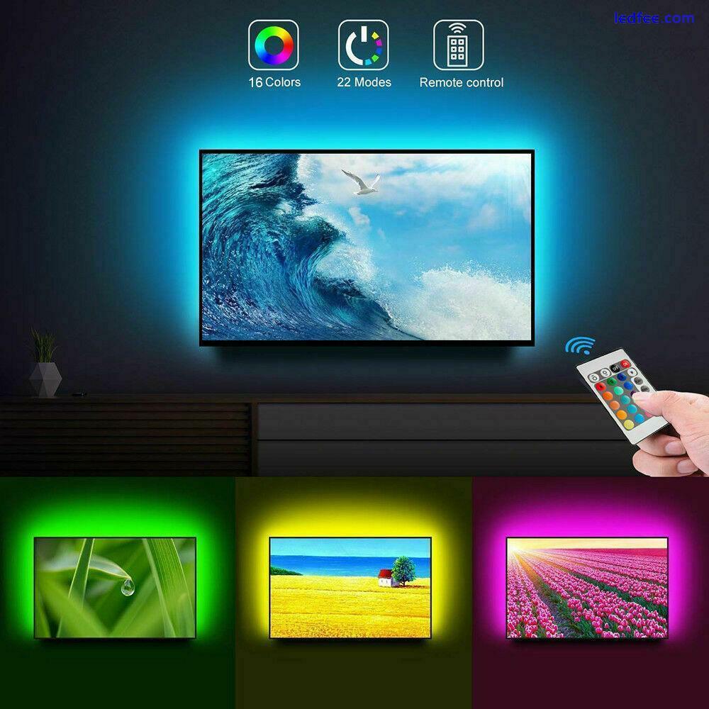 5M SMD 5050 RGB LED Strip Light Waterproof USB IR Remote Controller TV PC Back 1 