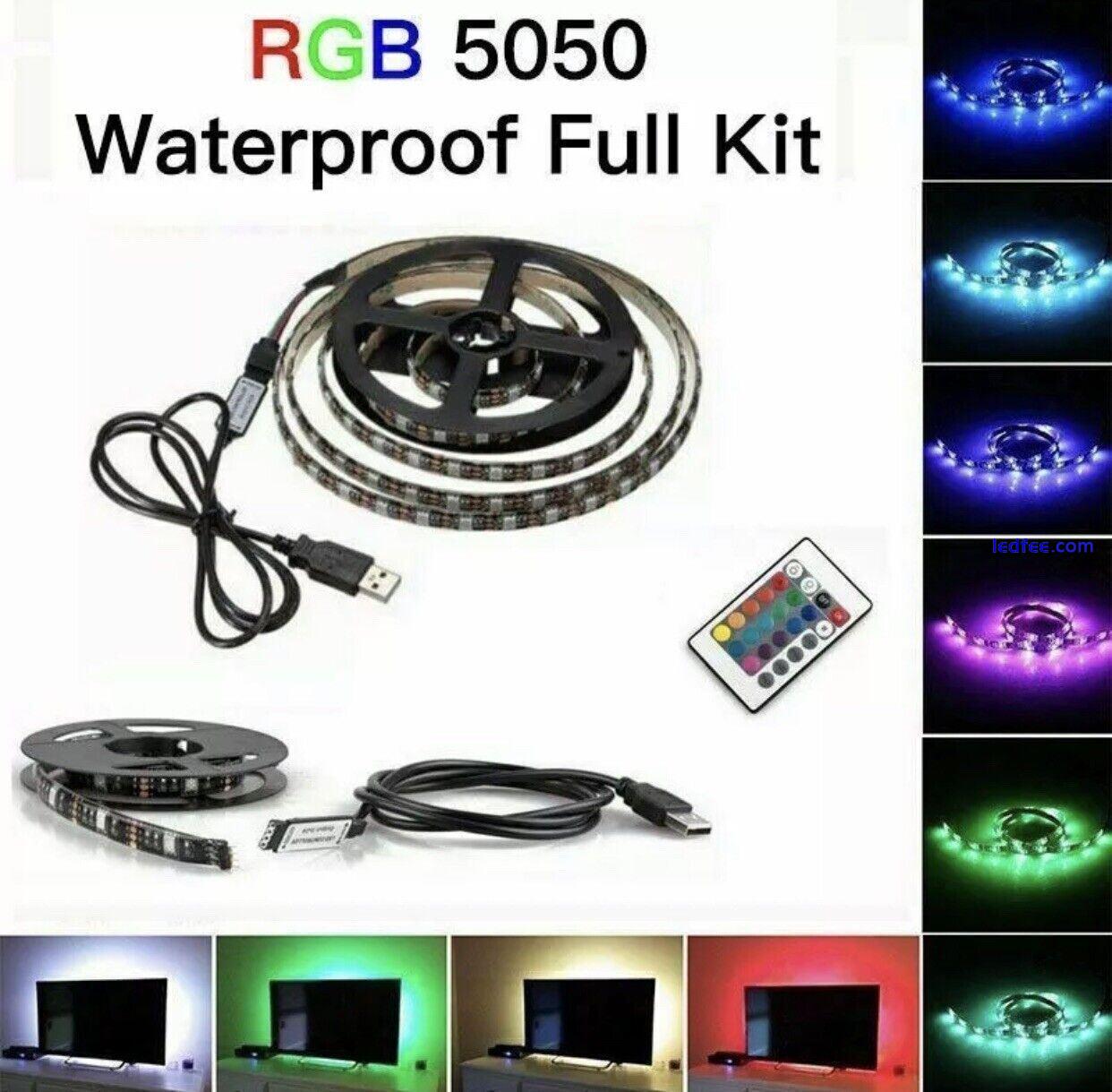 LED RGB Strip Tape Lights Changing Colour 5050 Lighting Kitchen Cabinet USB 4M 0 