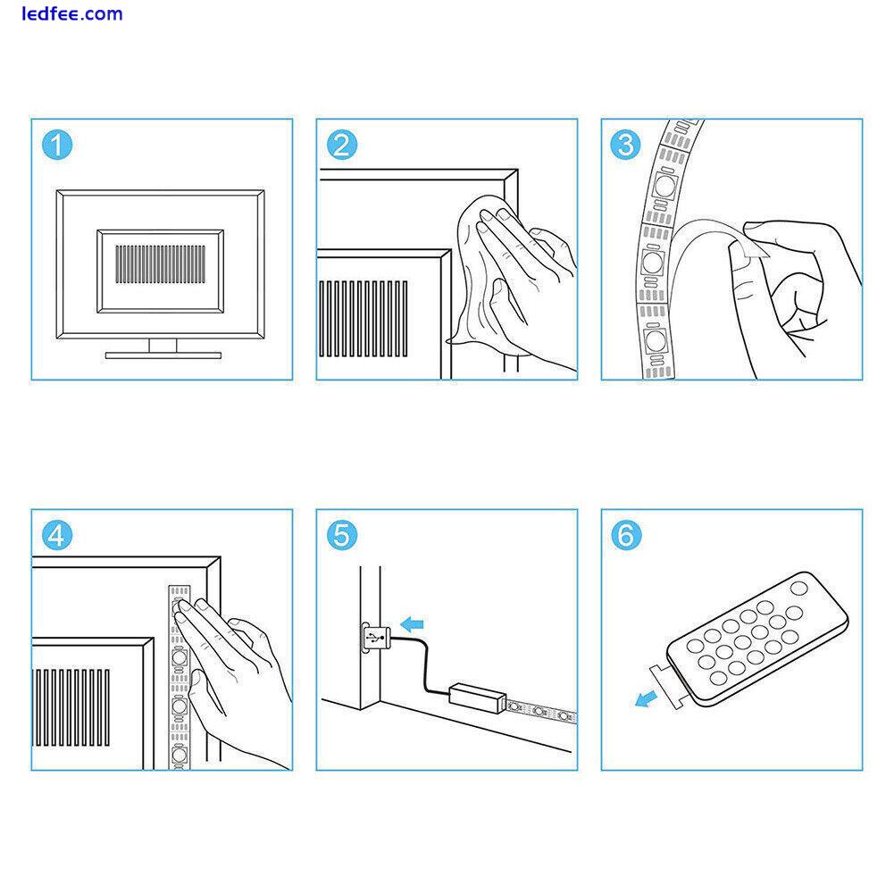LED RGB Strip Tape Lights Changing Colour 5050 Lighting Kitchen Cabinet USB 4M 2 