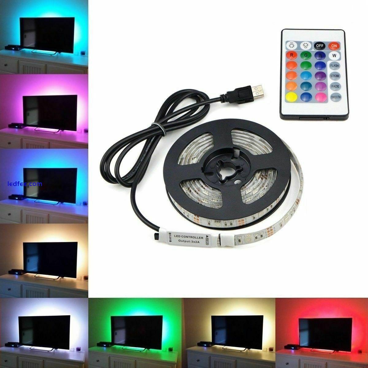 USB TV Backlight LED Strip Lights 5050 RGB Lighting 1-5m Strips Remote Control  4 