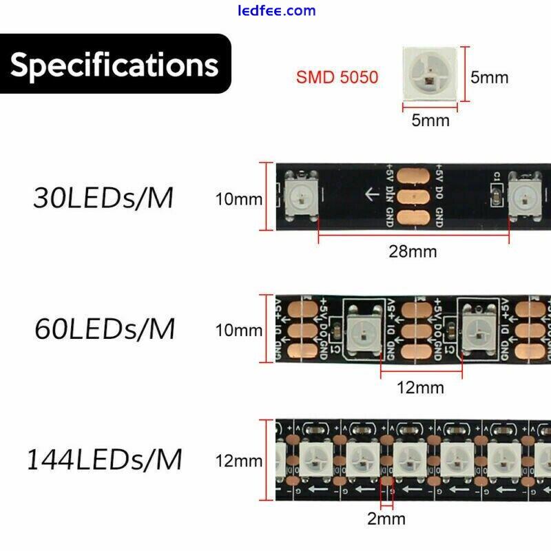 WS2812B LED Strip Light 1-5M 30/60/144LEDs/M TV RGB DC 5V Light WS2812E IC UK 4 