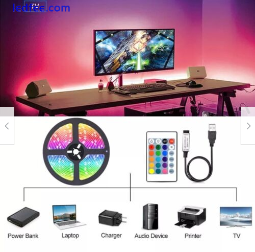 LED Strip Lights 5050 RGB Light Colour Changing Tape Cabinet TV USB Bluetooth UK 3 