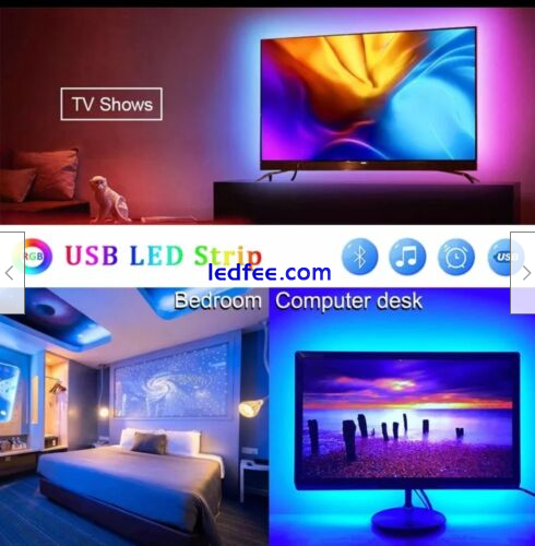 LED Strip Lights 5050 RGB Light Colour Changing Tape Cabinet TV USB Bluetooth UK 1 