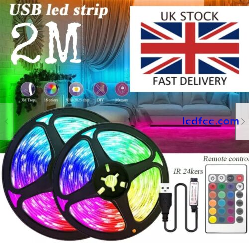 LED Strip Lights 5050 RGB Light Colour Changing Tape Cabinet TV USB Bluetooth UK 5 