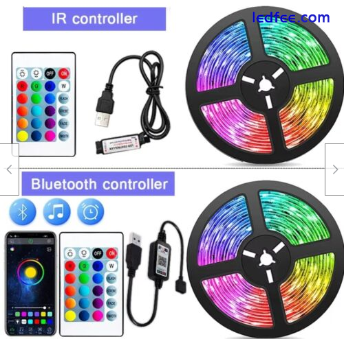 LED Strip Lights 5050 RGB Light Colour Changing Tape Cabinet TV USB Bluetooth UK 4 